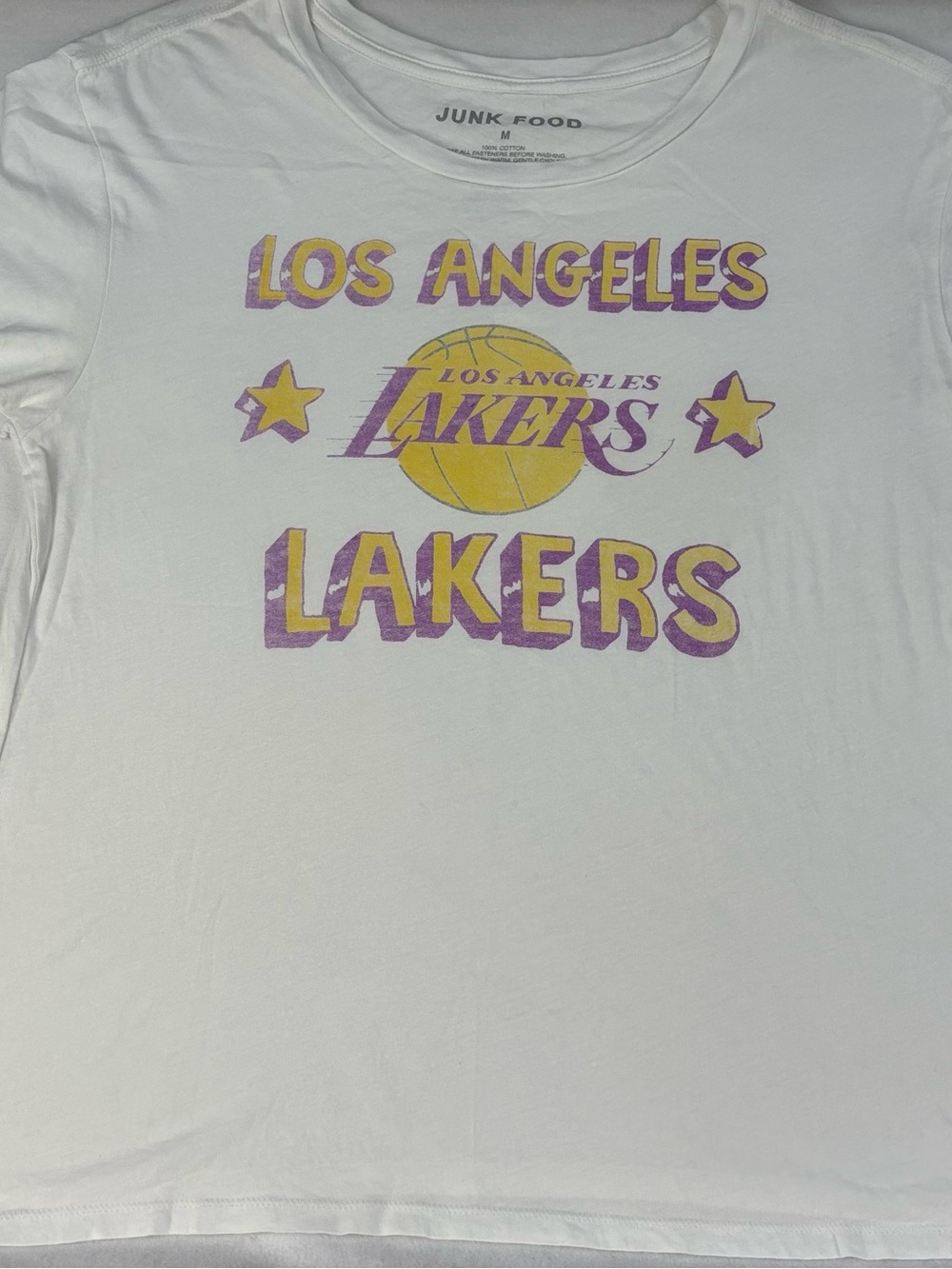 Junk Food Clothing White Los Angeles Lakers Retro Graphic Tee